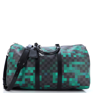 Louis Vuitton Keepall Bandouliere Bag Limited Edition Damier Graphite Pixel 50