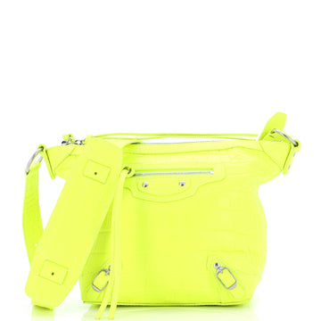 Balenciaga Neo Classic Hobo Crocodile Embossed Leather XS