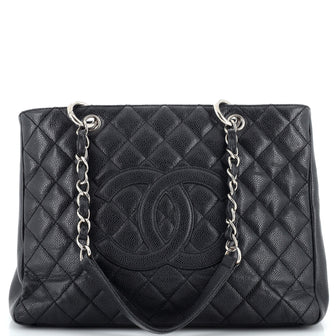 Chanel Shopping PTT Shoulder Bag in Black Quilted Grained Leather