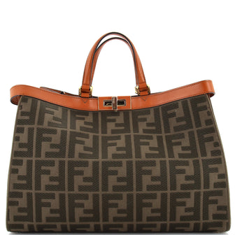 Fendi Peekaboo X-Tote Embroidered Zucca Canvas Medium