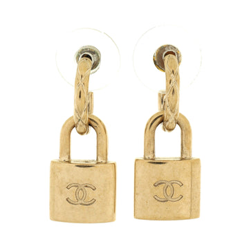 Chanel CC Padlock Hoop Earrings Metal