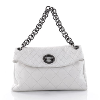 Chanel New Lock Hobo Quilted Lambskin Medium White 2476503