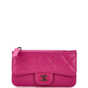 Chanel Flap Zip Card Holder Quilted Caviar