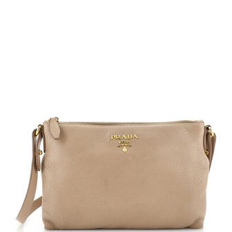 Prada Flat Zip Crossbody Bag Vitello Daino Mini
