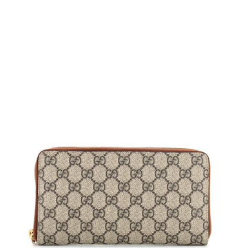 Gucci Pearl Zip Around Wallet GG Coated Canvas Long