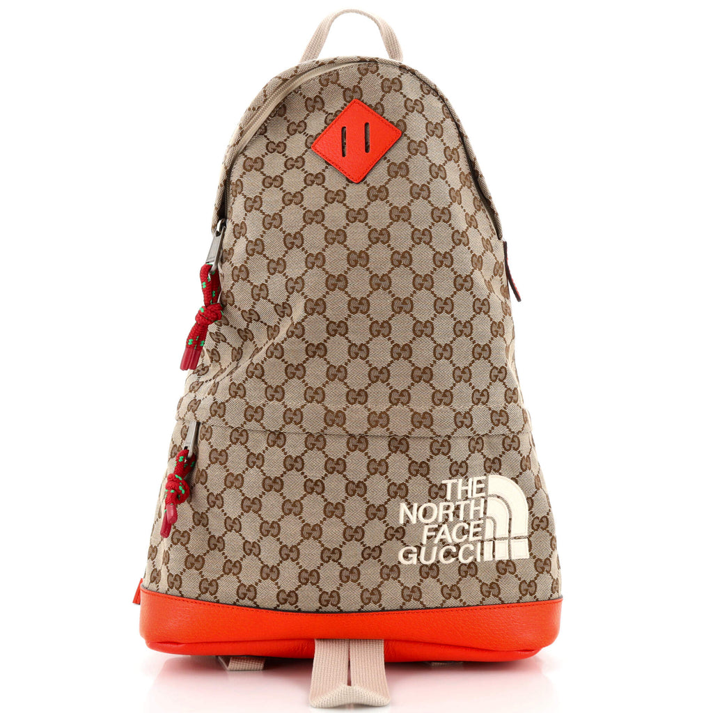 Gucci Gucci x The North Face Zip Backpack GG Canvas with Leather Medium Brown 2477331
