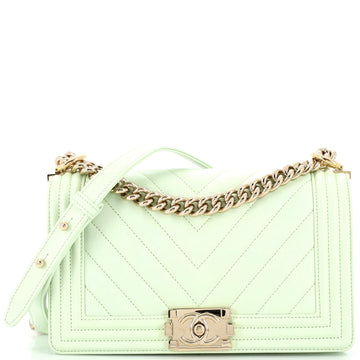 Chanel Boy Flap Bag Chevron Caviar Old Medium