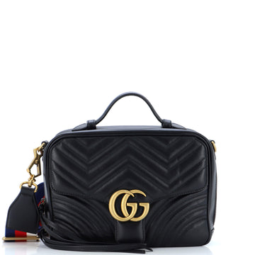 Gucci GG Marmont Zip Around Camera Bag Matelasse Leather Small
