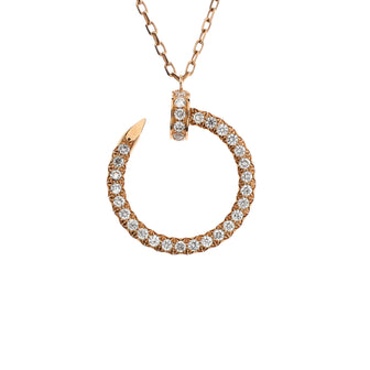 Cartier Juste un Clou Pendant Necklace 18K Rose Gold and Pave Diamonds