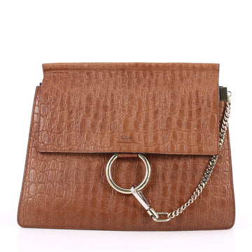 Chloe Faye Shoulder Bag Crocodile Embossed Leather 2477806