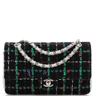 Chanel Classic Double Flap Bag Tweed and Quilted Lambskin Medium