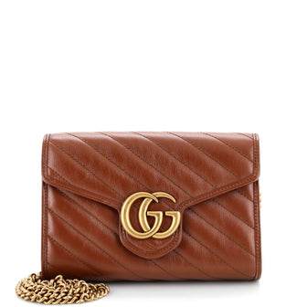 Gucci GG Marmont Chain Wallet Diagonal Quilted Leather Mini