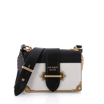 Prada Cahier Crossbody Bag City Calf and Saffiano White 2478103
