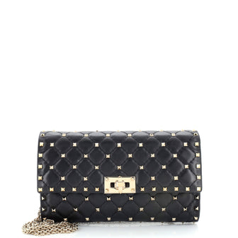Valentino Garavani Rockstud Spike Wallet on Chain Quilted Leather Small