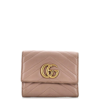 Gucci GG Marmont Trifold Wallet Matelasse Leather Compact