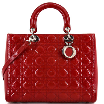 Christian Dior Lady Dior Bag Cannage Quilt Patent Large