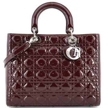 Christian Dior Lady Dior Bag Cannage Quilt Patent Large