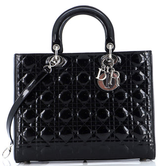 Christian Dior Lady Dior Bag Cannage Quilt Patent Large