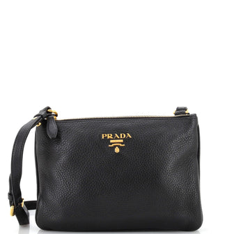 Prada Double Zip Crossbody Bag Vitello Daino Small