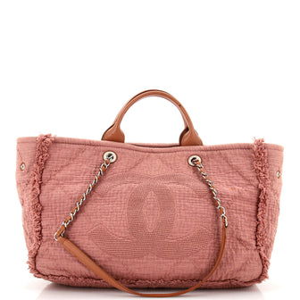 Chanel Double Face Deauville Tote Fringe Quilted Canvas Medium