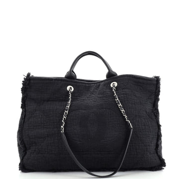 Chanel Double Face Deauville Tote Fringe Quilted Canvas Large