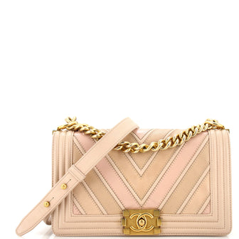 Chanel Boy Flap Bag Chevron Caviar and Calfskin Old Medium