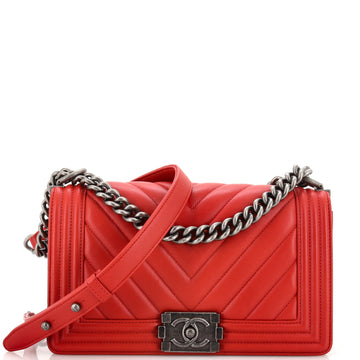 Chanel Boy Flap Bag Chevron Lambskin Old Medium