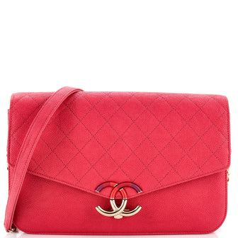 Chanel Thread Around Chain Flap Bag Quilted Caviar Medium