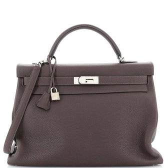 Hermes Kelly Handbag Brown Togo with Palladium Hardware 40