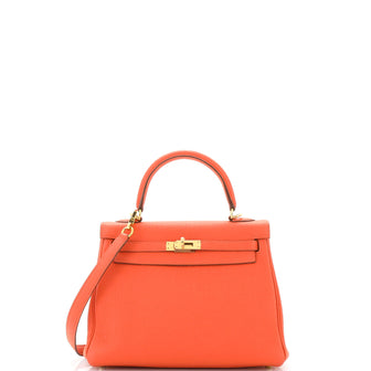 Hermes Kelly Handbag Orange Togo with Gold Hardware 25