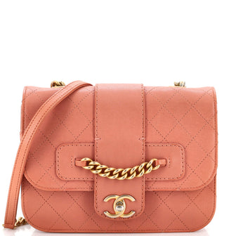 Chanel Front Chain Flap Bag Quilted Sheepskin Medium