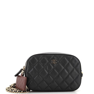Chanel Zip Around Chain Camera Case Quilted Caviar Mini