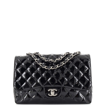 Chanel Vintage Classic Single Flap Bag Quilted Patent Jumbo