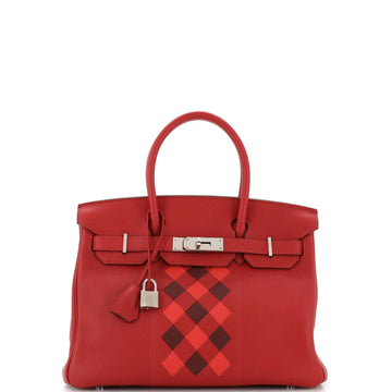 Hermes Birkin Handbag Tressage Red Swift and Palladium Hardware 30