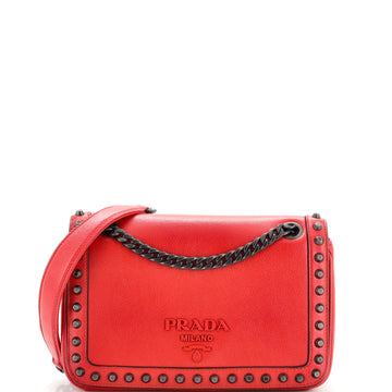 Prada Chain Flap Bag Studded Glace Calf Small