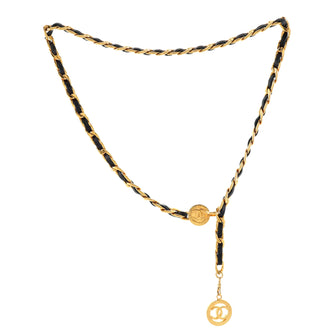 Chanel Vintage Medallion Chain Belt Metal and Leather
