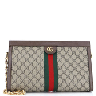 Gucci Ophidia Chain Shoulder Bag GG Coated Canvas Medium