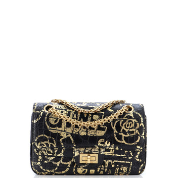 Chanel Reissue 2.55 Flap Bag Graffiti Crocodile Embossed Calfskin Mini