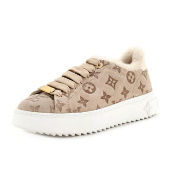 Louis Vuitton Women's Time Out Sneakers Monogram Embossed Leather and Shearling