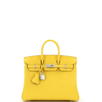 Hermes Birkin Handbag Yellow Swift with Palladium Hardware 25
