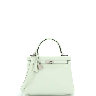 Hermes Kelly Handbag Green Swift with Palladium Hardware 25