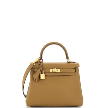 Hermes Kelly Handbag Brown Swift with Gold Hardware 25