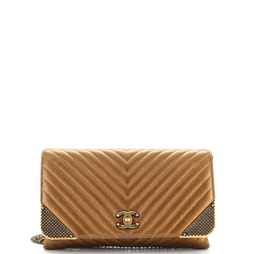 Chanel Rock The Corner Flap Clutch on Chain Chevron Calfskin