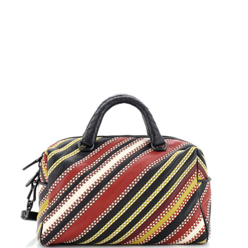 Bottega Veneta Convertible Boston Bag Striped Leather Small