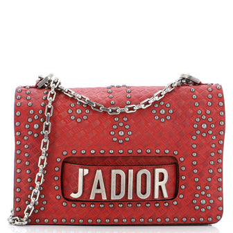 Christian Dior J'Adior Flap Bag Studded Embossed Leather Medium