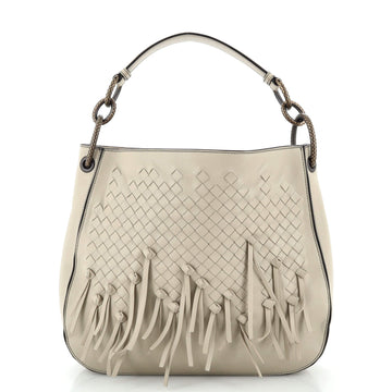 Bottega Veneta Loop Shoulder Bag Fringe Intrecciato Nappa Medium