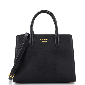 Prada Bibliotheque Tote Saffiano with City Calf Small