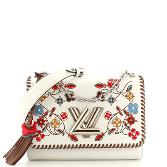 Louis Vuitton Twist Handbag Limited Edition Flower Embellished Epi Leather with Whipstitch Details MM