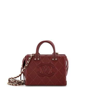 Chanel CC Top Handle Convertible Vanity Case Quilted Calfskin Small