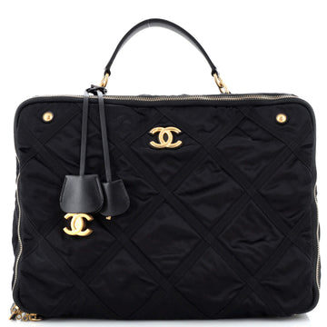 Chanel Lifestyle Travel Handbag Quilted Nylon with Grosgrain Large